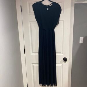 Lush Maxi Dress Sz Large Black Sheer Chiffon Blouson Waist Fairy Minimalist Sexy